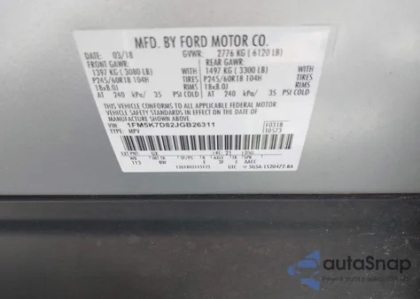 2018 Ford Explorer Xlt from USA, damaged, VIN 1FM5K7D82JGB26311